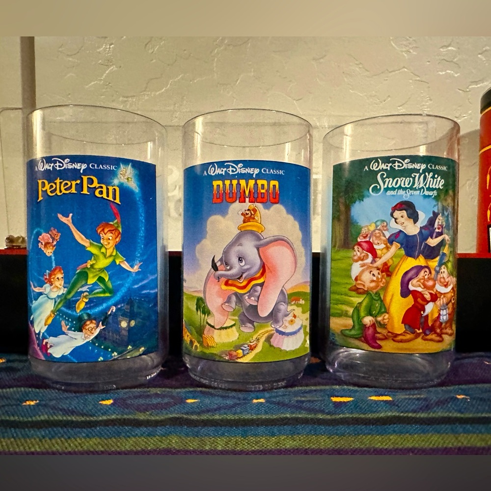 Vintage Walt Disney Collectors Burger Lind Cups - Dumbo/Snow White/ Peter Pan